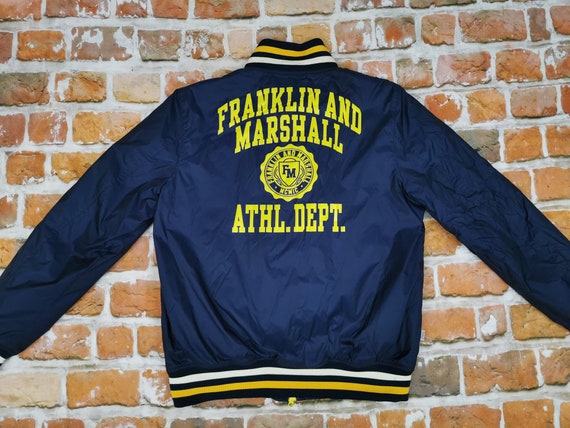 Franklin and Marshall Varsity Jacket Vintage Blue Yellow Athl