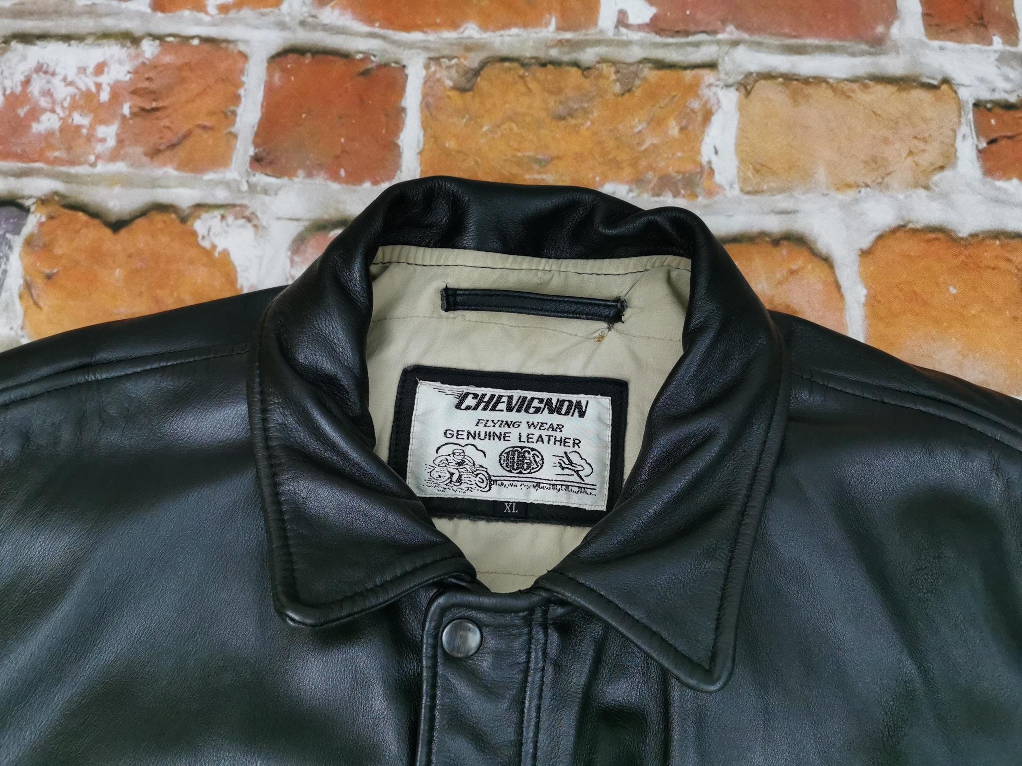 Chevignon Vintage Leather Jacket Crystal Rock Black Seven Road