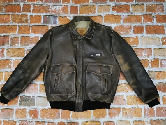Veste En Cuir Vintage CHEVIGNON - Style Pilote Cappuccino Marron - Taille XL - Rare !