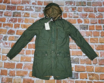 Chevignon Vintage Sommer Parka Jacke Mantel khaki Armee grün olive Casual Kapuze