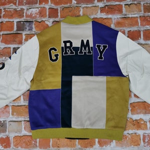Grimey Varsity College Jacket High School Vintage Purple Yellow Casual