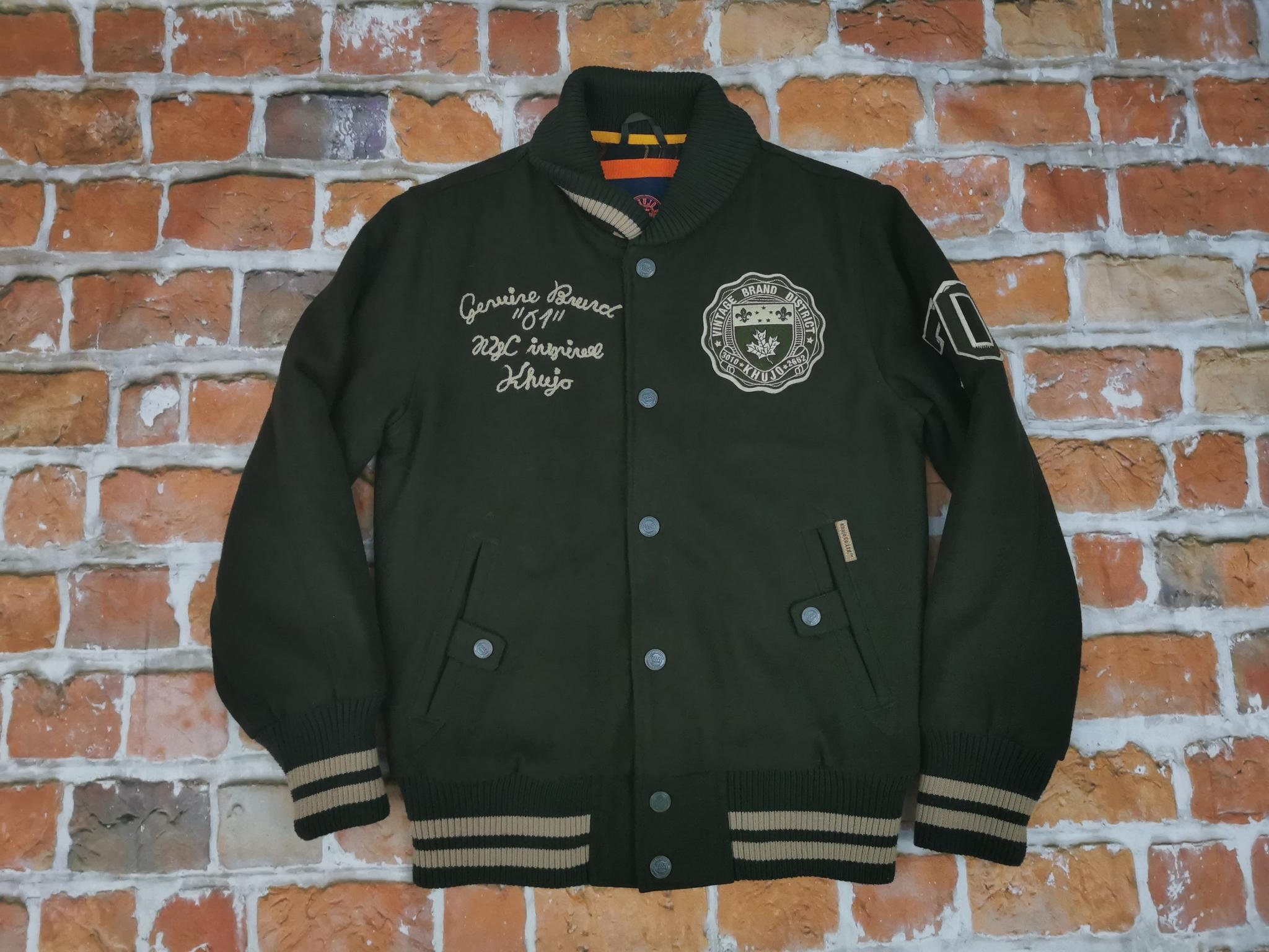 Brand Varsity Jacket Khaki Green Vintage High - Etsy