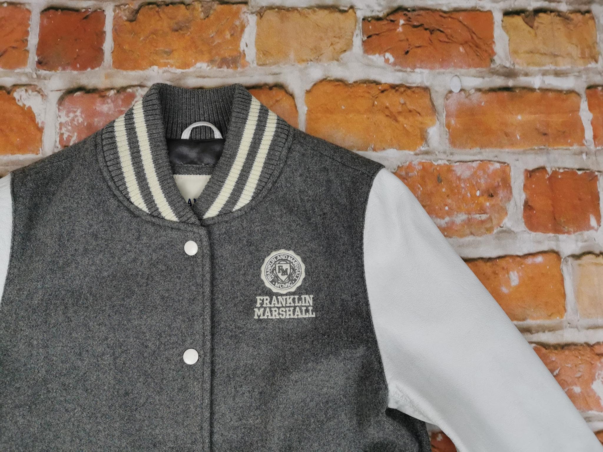 Franklin and Marshall Women Varsity College Jacket Vintage Grey