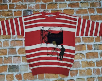 Iceberg Vintage Pullover CONDENSED LIVE STYLE Charlie Chaplin rot weiss Film