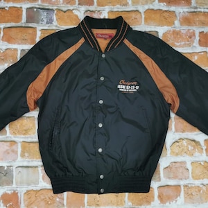 Chevignon 1957 vintage bomber jacket Legend Label black orange casual