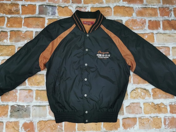 Chevignon 1957 Vintage Bomber Jacket Legend Label Black Orange