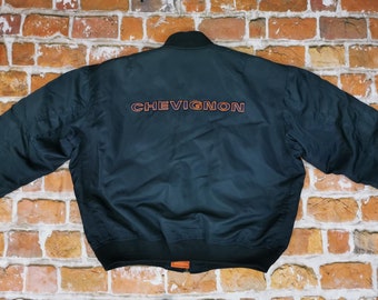 Chevignon Vintage Bomber ma1 Jacke Blockschrift navy blau Casual