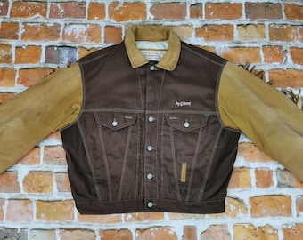 Diesel Cowboy Vintage Rodeo Jeans Leather Jacket Brown Casual Western