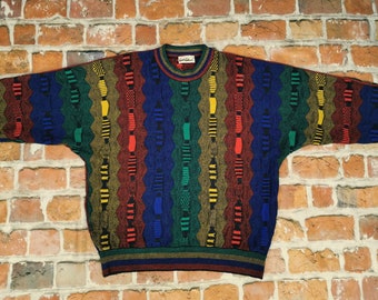 Carlo Colucci vintage sweater very colorful neon colors rainbow casual