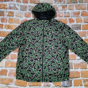 American Today Vintage Camo Army Camouflage Jacket Green Hood Camouflage Casual
