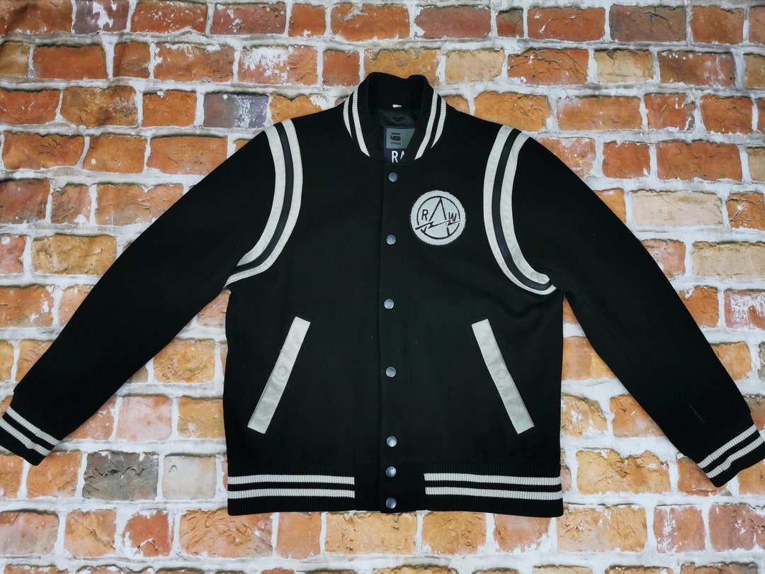 G star Raw Vintage College Jacket Black Varsity High School Casual Etsy Canada