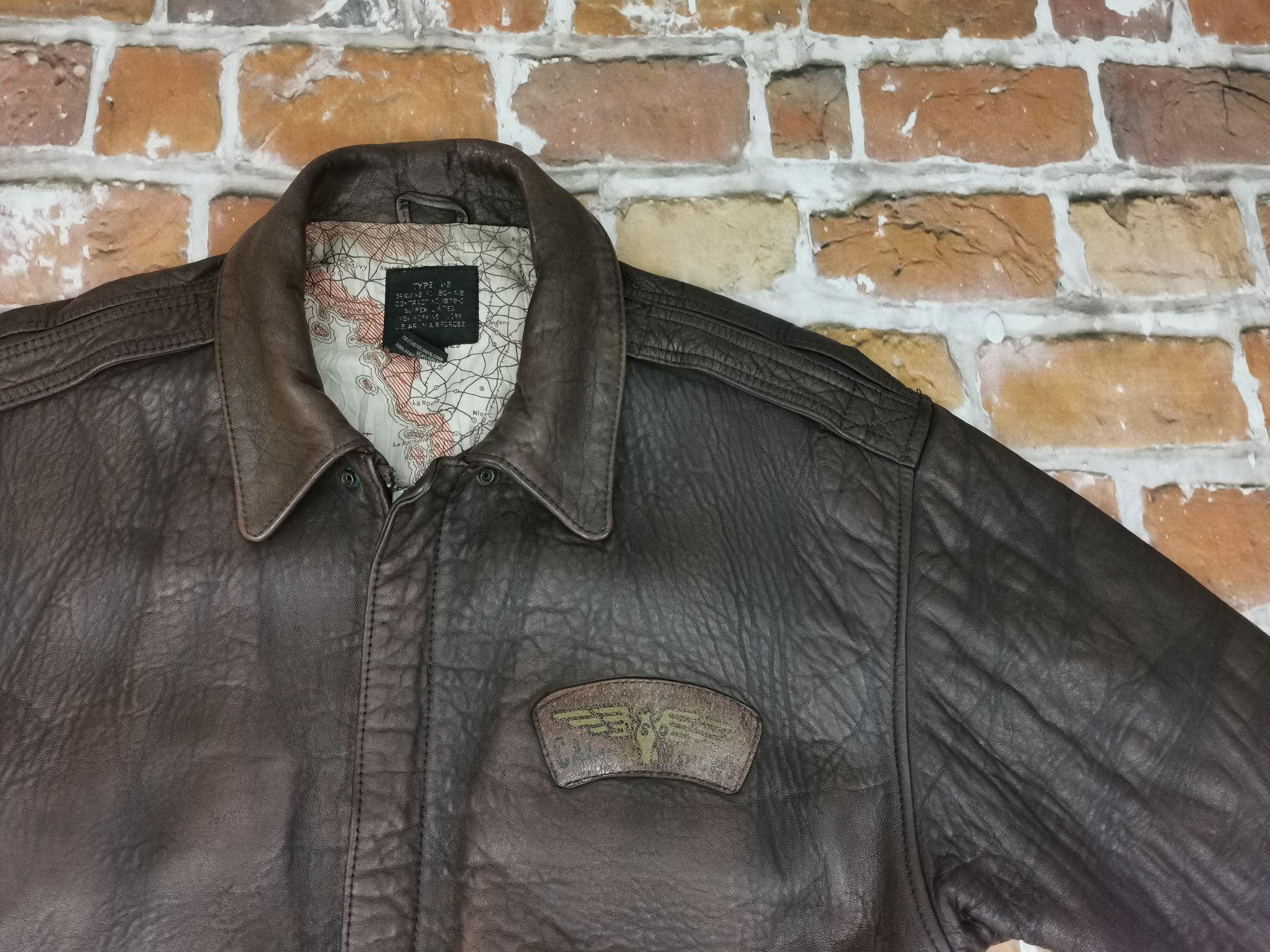 Avirex Usa A2 Pilot Leather Jacket 1943 China Flying Tigers Brown