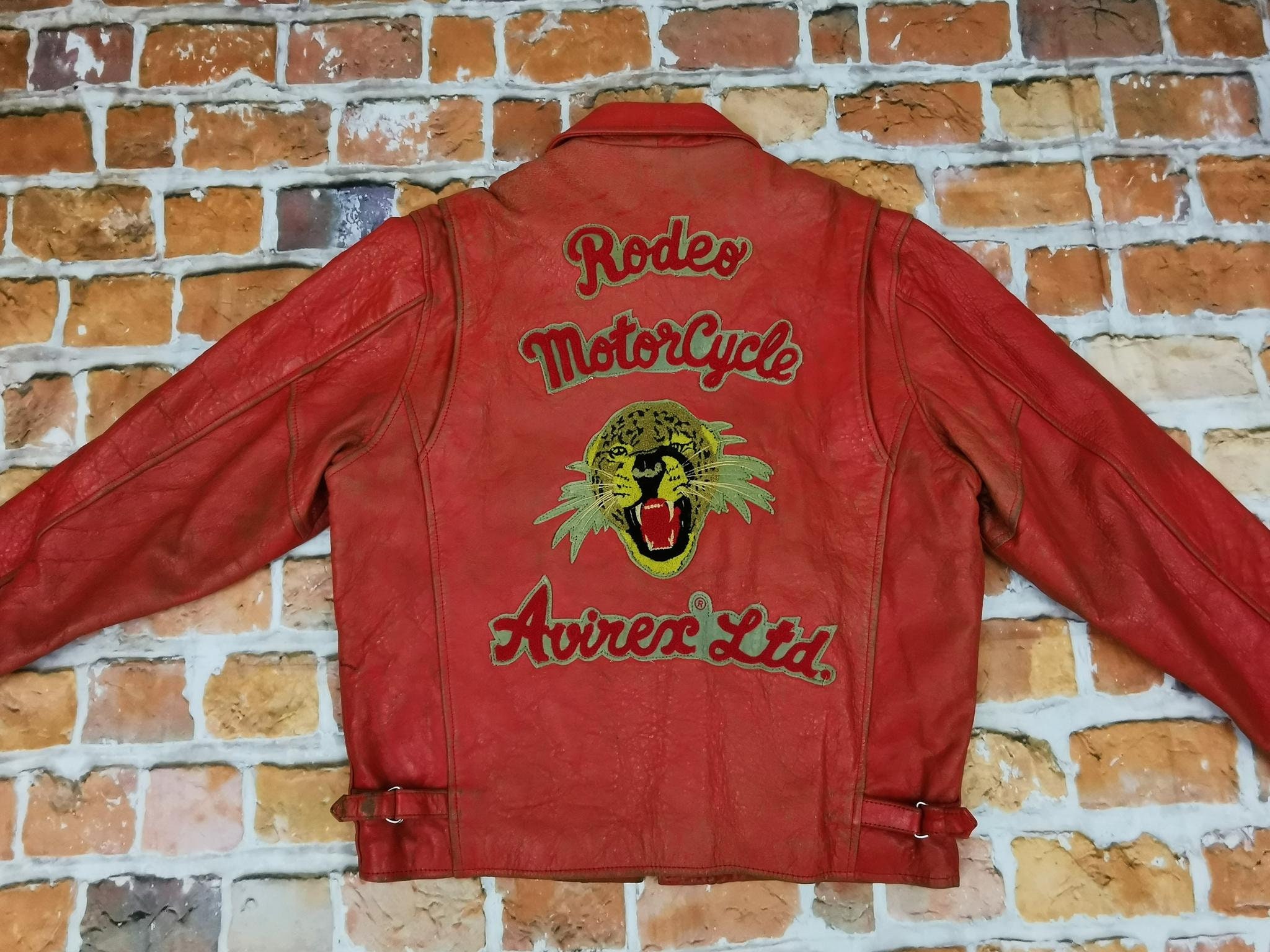 red avirex leather jacket