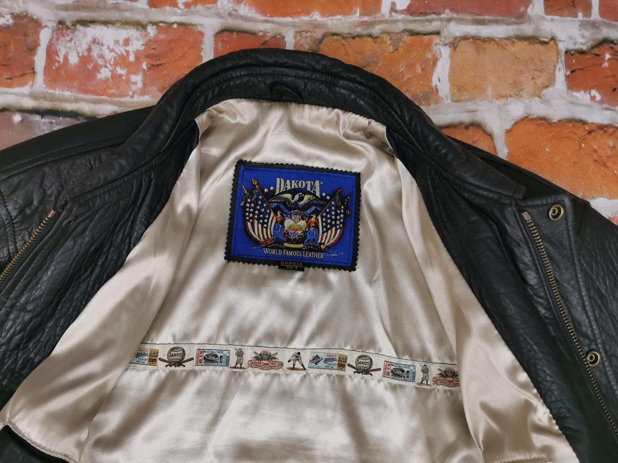 TROPHY JACKETS スタジャン USED DOTHANBASEBALL Dakota Usa Vintage Leather Jacket League Baseball Black