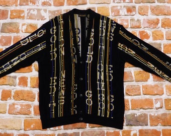 Carlo Colucci Vintage Cardigan GOLD EDITION black colorful sweater casual