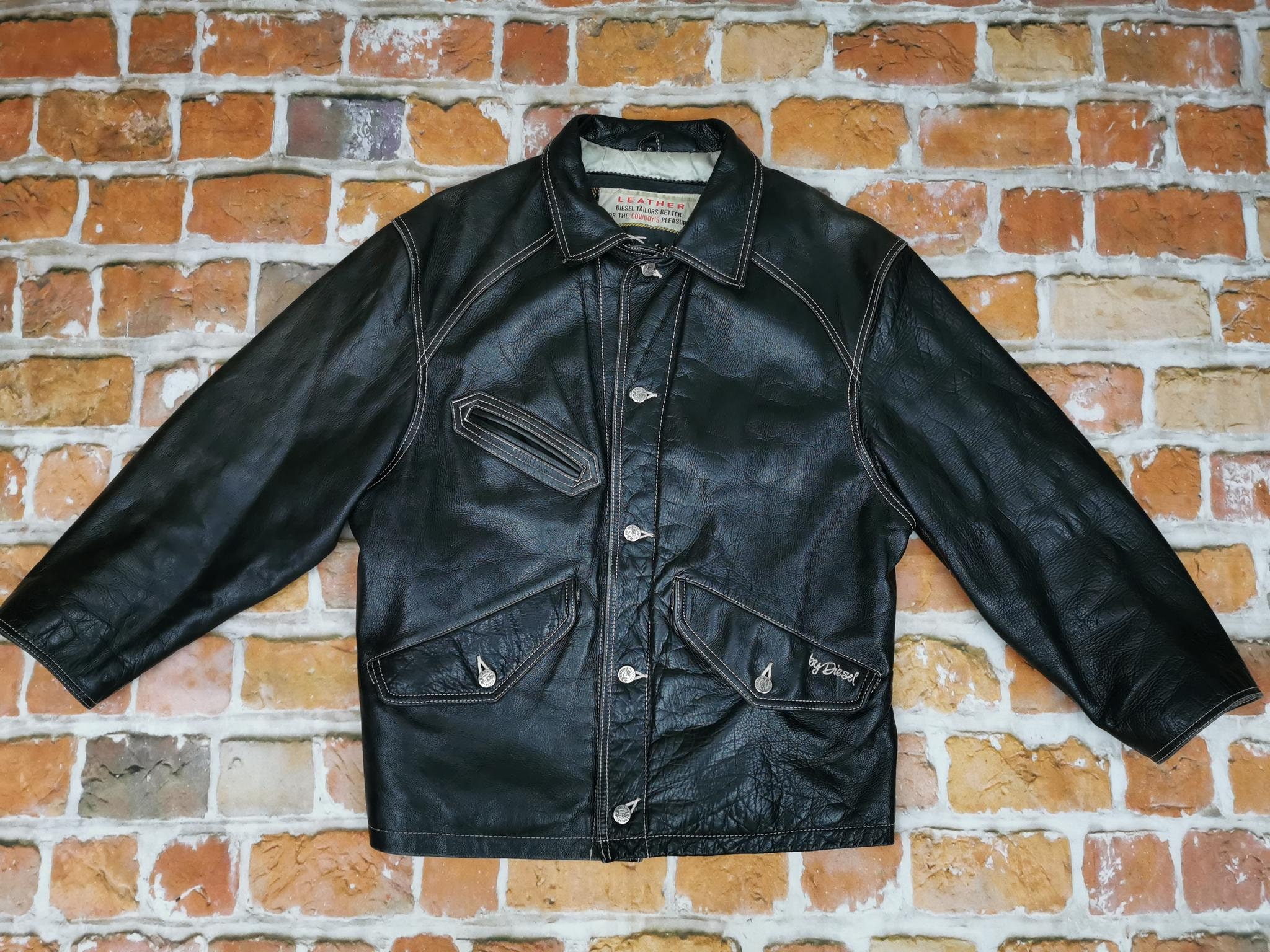 Diesel Vintage Leather Jacket Leather Coat Casual Etsy