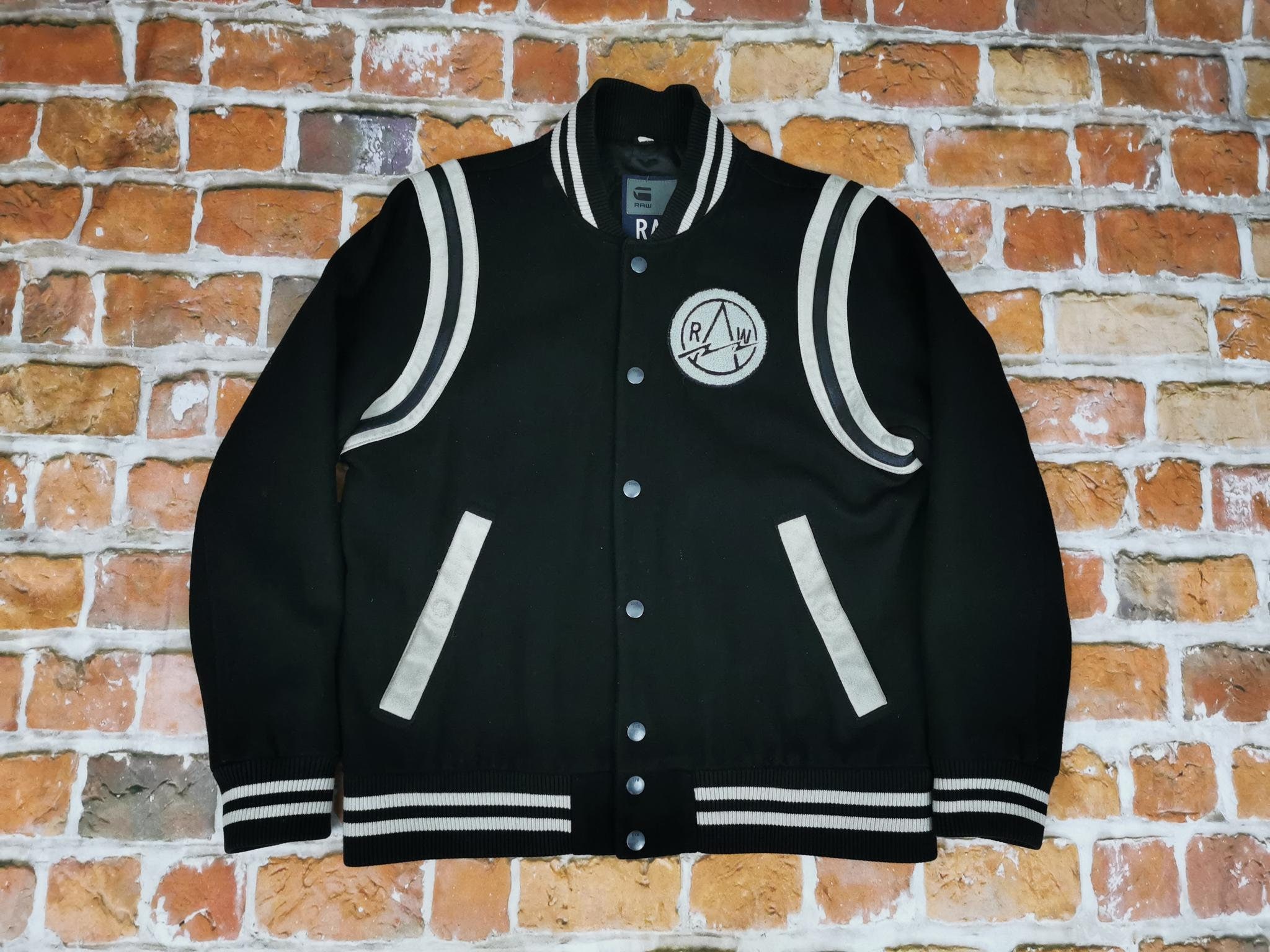 G star Raw Vintage College Jacket Black Varsity High School Casual Etsy Canada