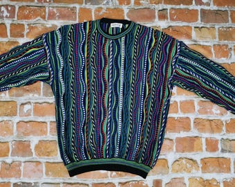 St.CROIXShop Usa Vintage Pullover 3D Multicolor TEXTUREDKNIT Sweater Casual