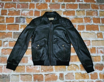 Chevignon Vintage Chaqueta de cuero motera para mujer Negro Casual
