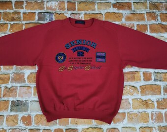 Best Company vintage sweater OLMES CARETTI SENIOR Class of 52 Casual red