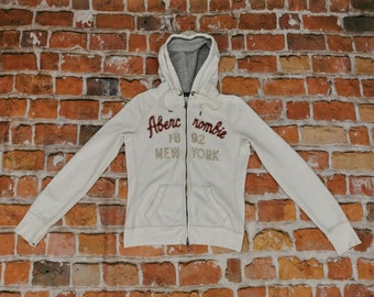 Abercrombie Fich Sweat leger a capuche blanc casse homme femme unisexe taille XL Etsy France