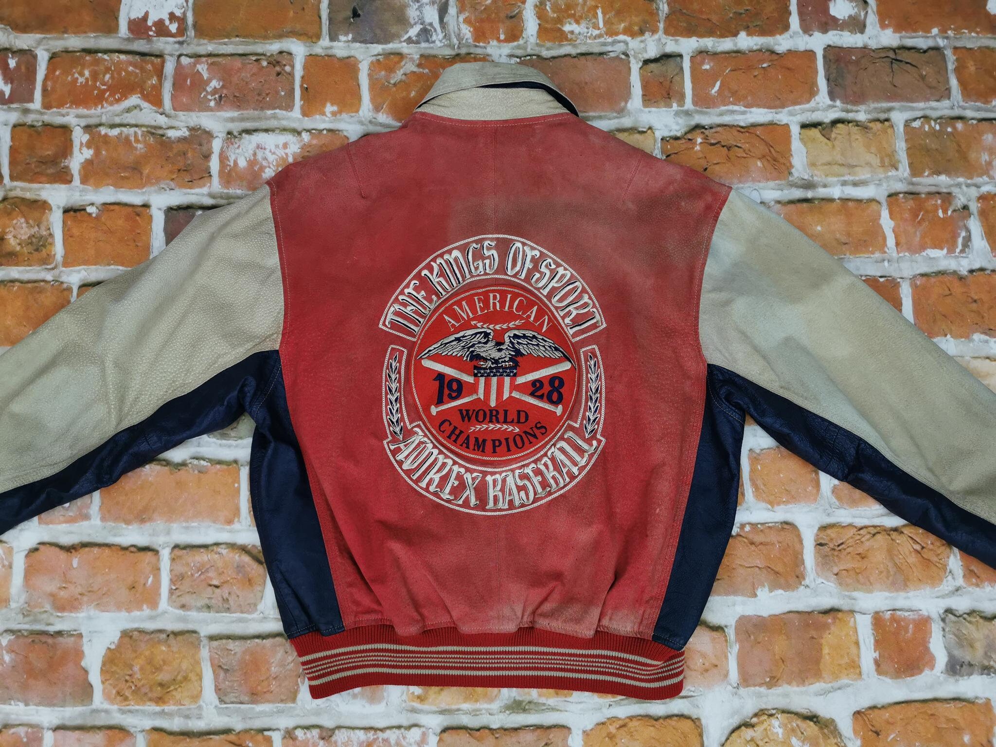 Avirex Usa Varsity Leather Jacket 1928 AMERICAN WORLD CHAMPIONS 