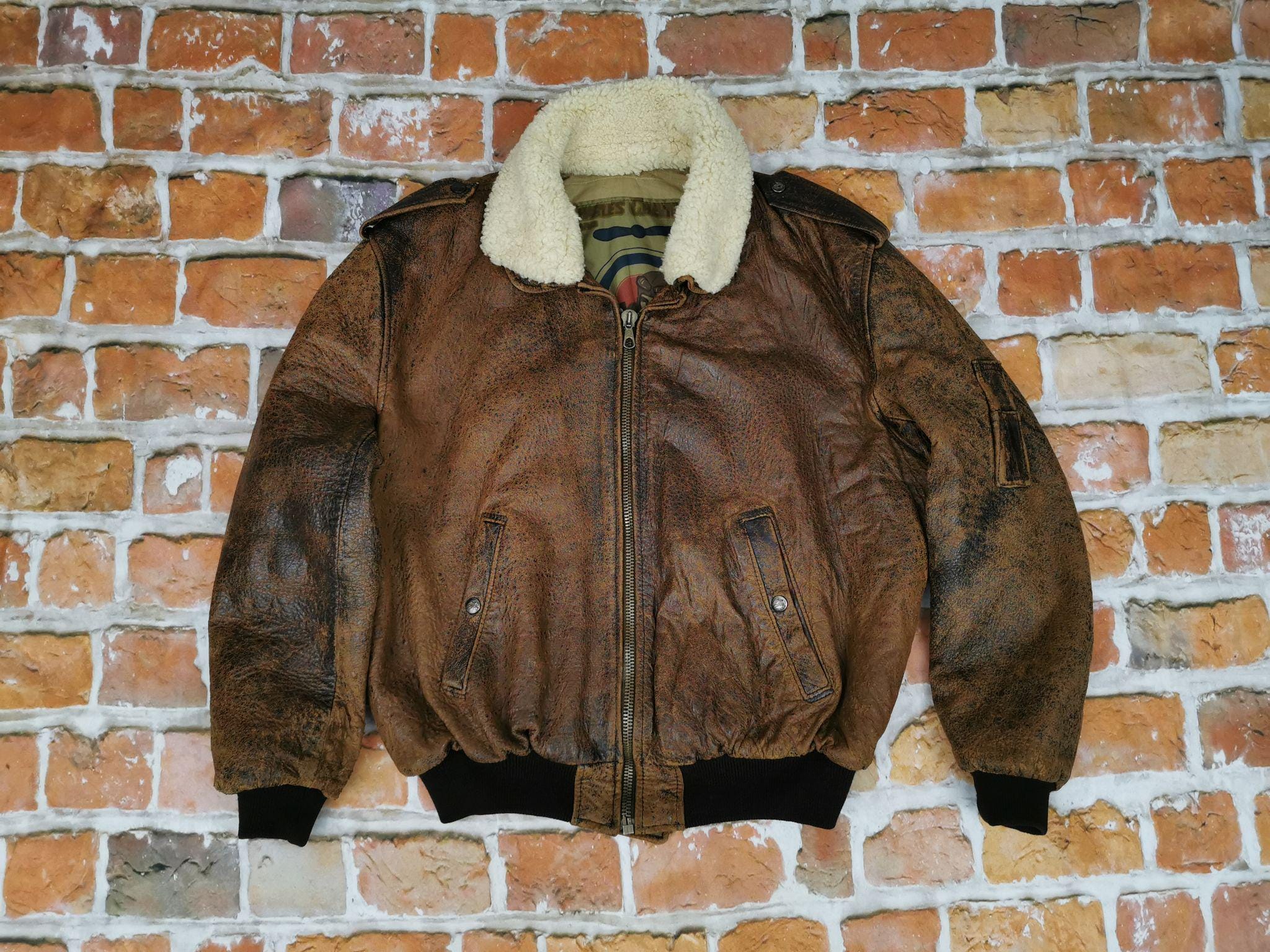 Charles Chevignon Paris Pilot Vintage Leather Jacket HOT SKIES