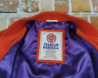 Veste De Collection Franklin Marshall Varsity College – Homme Taille S – Noir Et Cuir