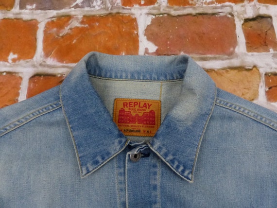 Replay Brand Blue Jeans Vintage Jacket Denim Ligh… - image 4