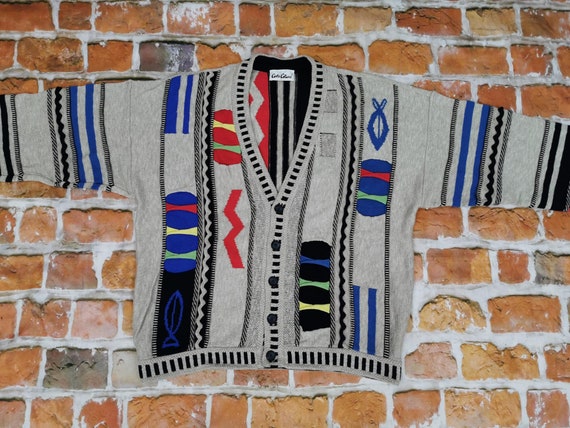 Carlo Colucci vintage cardigan Indian pattern col… - image 1