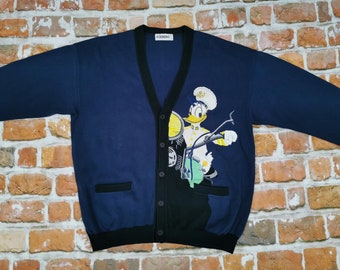 Iceberg Vintage Cardigan Donald Duck Biker Captain Walt Disney Blue Casual Comic