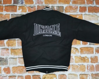 Lonsdale London vintage college jacket black boxing casual boxing club varsity