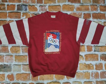 Adidas Vintage Sweater Olympia 1928 ST. MORITZ Winter Games Casual red