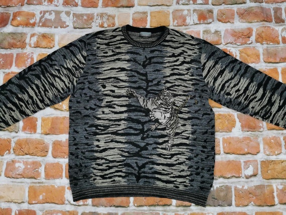 Carlo Colucci Vintage Pullover Tiger Muster Casua… - image 1