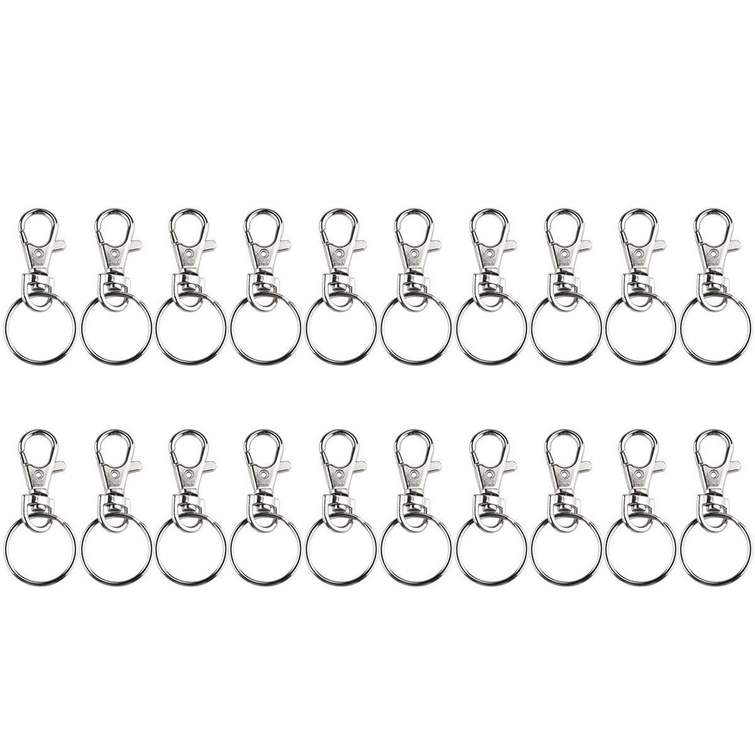 Silver Lobster Claw Clasp Swivel Hook Keychain Split Key Rings for