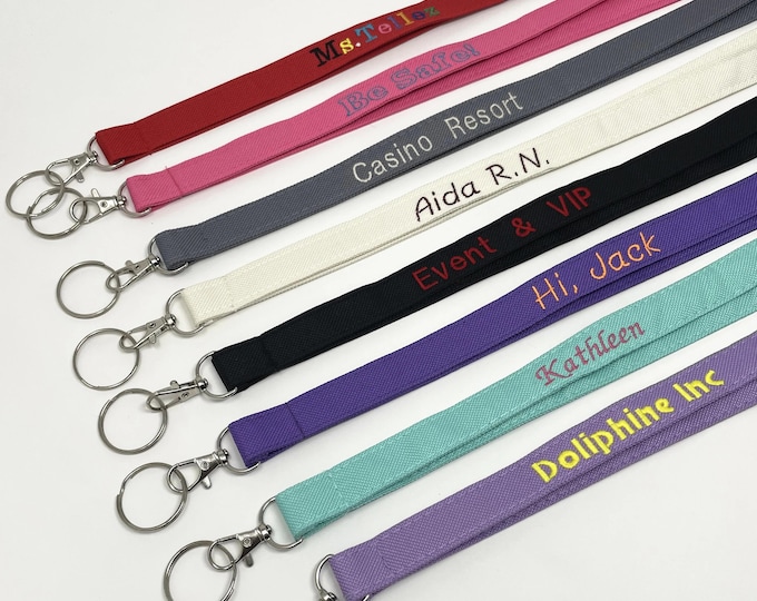 Personalized Solid Poly Fabric Lanyard Custom and Embroidered