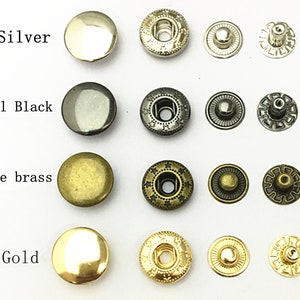10 Set Premium Rivet Poppers Snap Fasteners Press Sewing Leather Craft Buttons (8mm 10mm 12.5mm 15mm)
