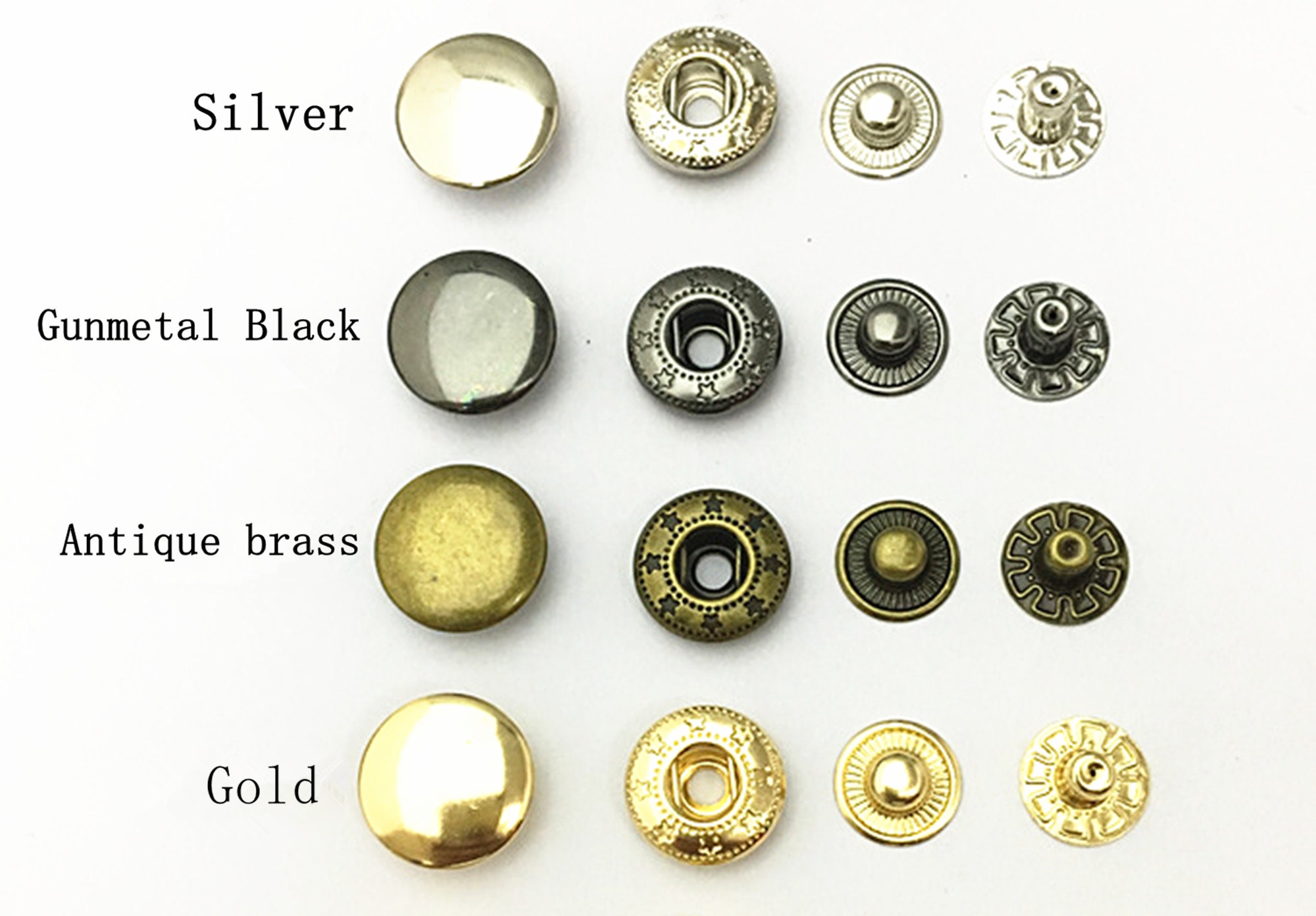 Premium 10mm 3/8 Metal Rivet Buttons Poppers Snap Fasteners Press