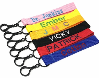 Wristlet key fob with keychain and Clasp Personalized Custom Monogrammed