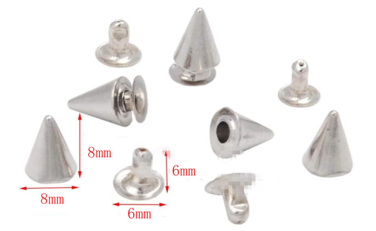 8mm 6mm Cone Rivets Studs Punk Rock Rivet DIY Leather Craft Etsy