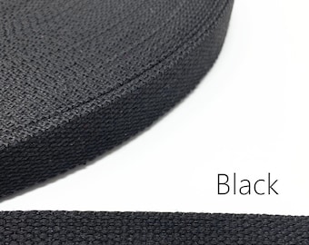Black Cotton Webbing - 1 inch (25 mm) Heavy weight Cotton Webbing Yards U.S.A
