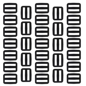 1 Inch Black Tri Glides Slides, Plastic Slide Buckle Adjustable Webbing straps Made in USA