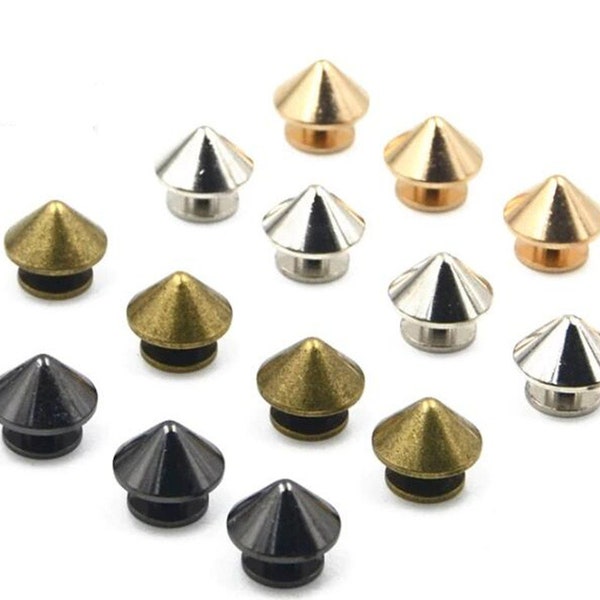 8mm 6mm Cone Rivets Studs Punk Rock Rivet DIY Leather Craft Stud Clothing Shoes Bags U.S. Ship