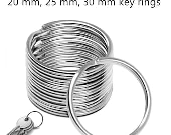 Premium Pack 20/25/30 mm Key Rings Chains Split Ring Hoop Metal Steel in Silver (10-100 pack)