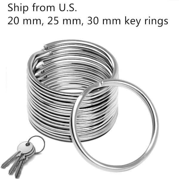 Premium Pack 20/25/30 mm Key Rings Chains Split Ring Hoop Metal Steel in Silver (10-100 pack)