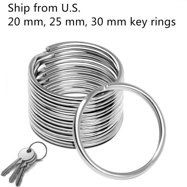 Premium Pack 20/25/30 mm Key Rings Chains Split Ring Hoop Metal Steel in Silver (10-100 pack)