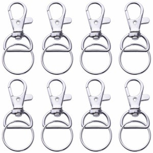 DIY Silver Metal Jewelry / key fob / Lanyard Hook Swivel Lobster Clasp Clips + Key Ring (25mm)