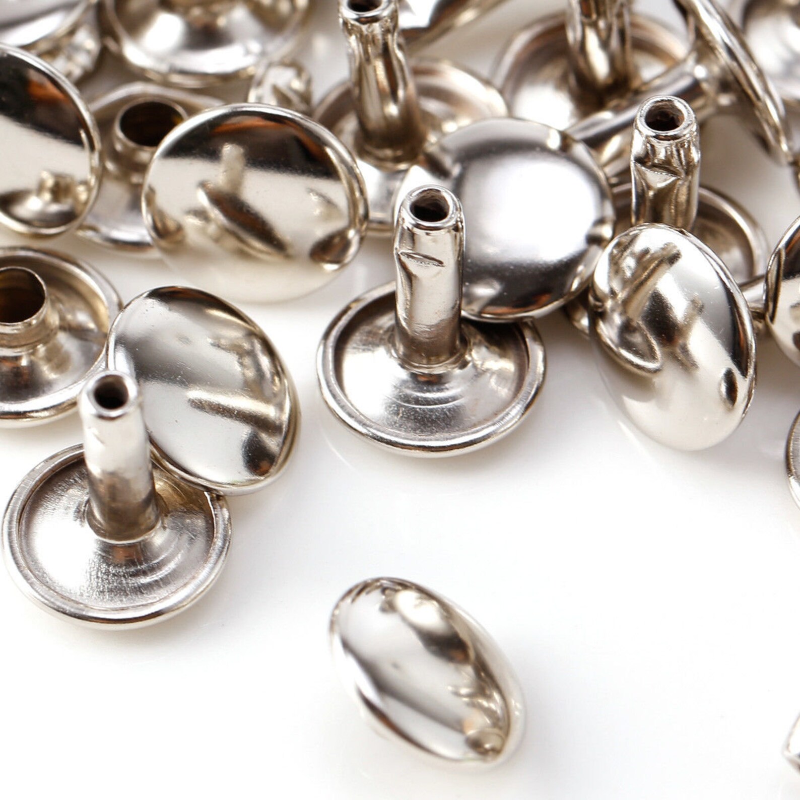 8mm Silver Metal Round Double Cap Rivets Leather Craft Stud Etsy