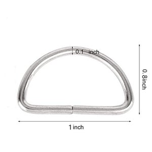 1 inch (25 mm) Metal D-rings, Semi-Circular D Ring Heavy Duty Buckle Color silver for DIY Accessories