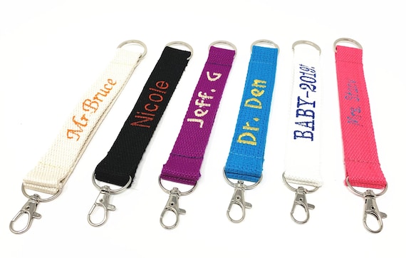 Both sides Custom Personalized Heavy Durable Webbing Key Fob, Monogrammed Keychain with Split Ring and Clasp